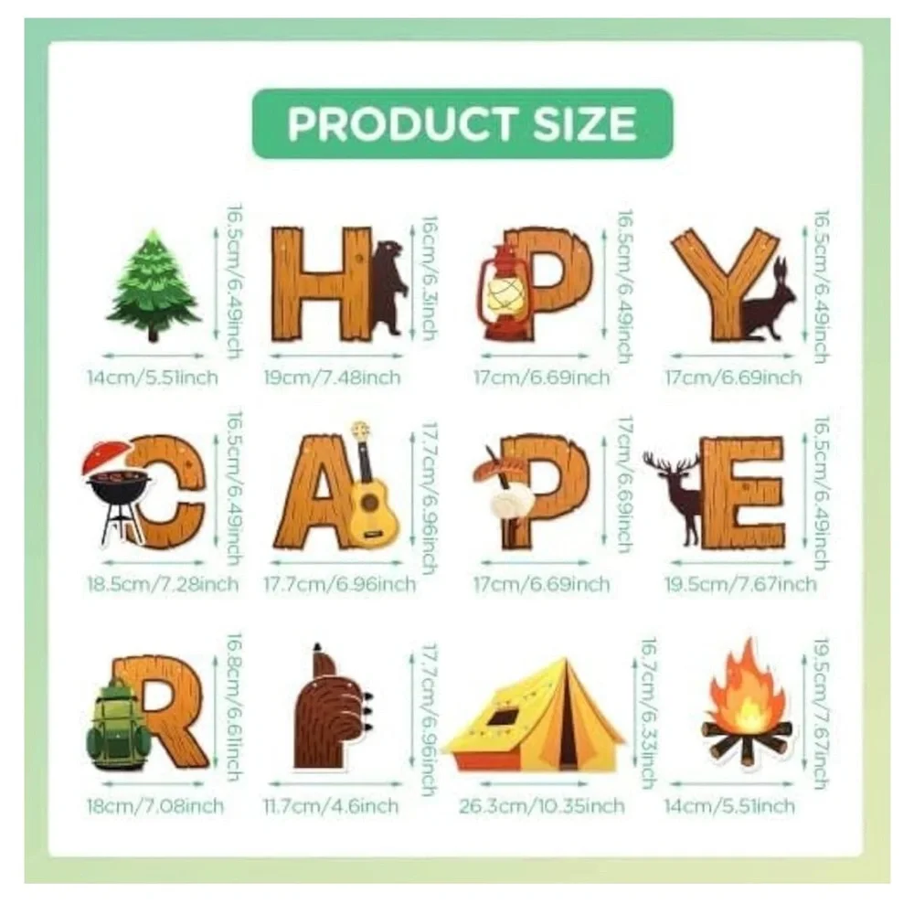 Happy Camper Banner, cut out teachers bulletin board Camping Adventure Party